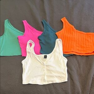 SHEIN Multicolor Ribbed Crop Top Set